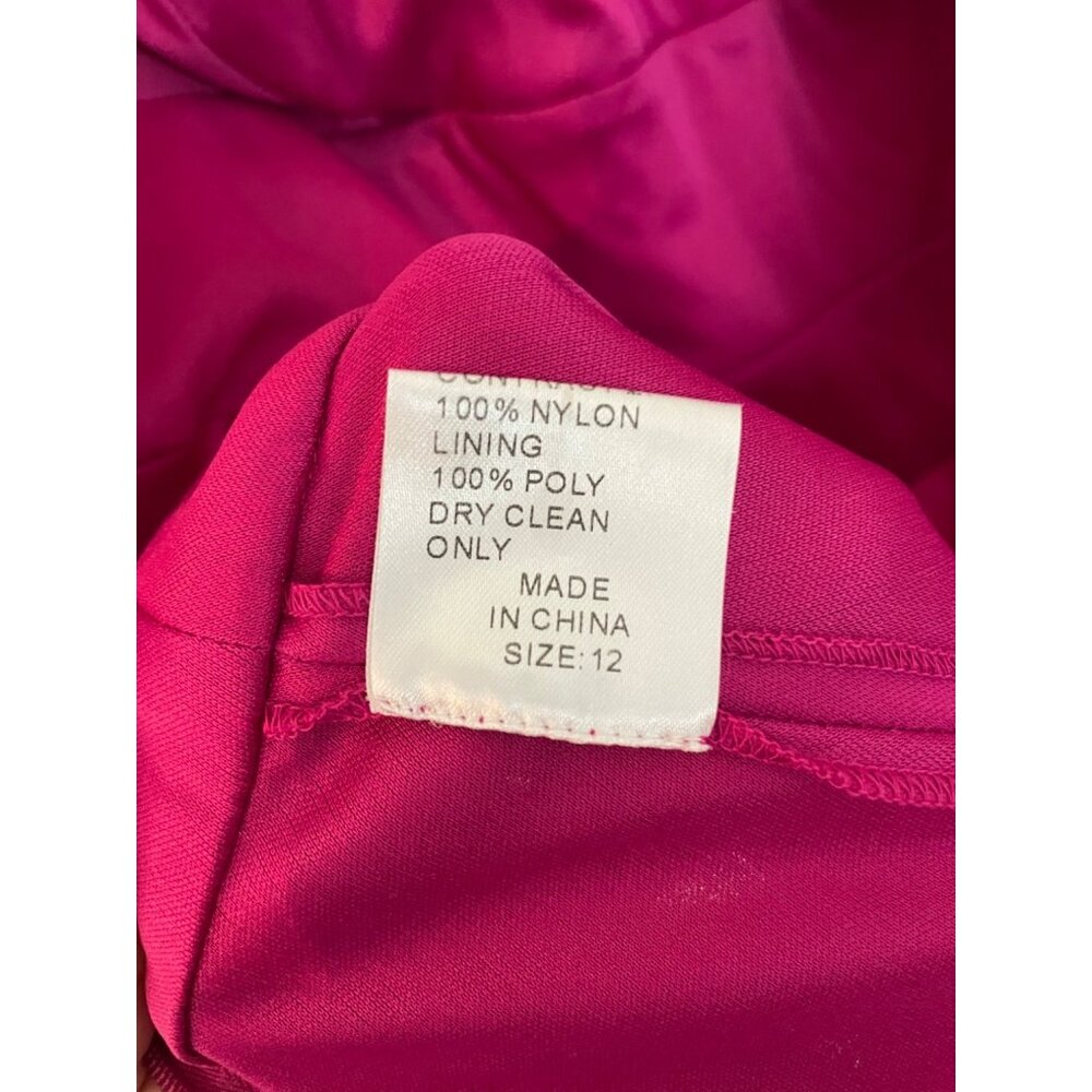 Tadashi Shoji Collection Pink Silk Halter Dress Beaded Sequin Lace Lined Fuchsia - Picture 6 of 6